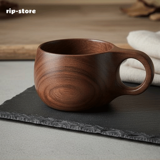 Solid wood handmade water cup set of 6 pieces