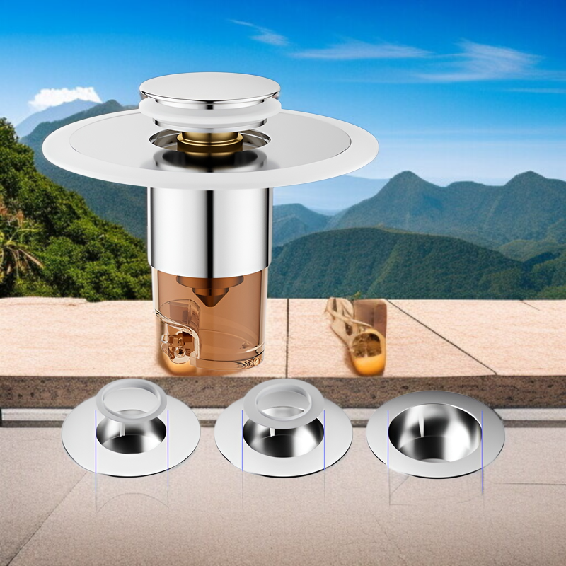 プッシュ式洗面台水漏れプラグステンレススチールバウンスコア洗面台シンク排水口消臭ユニバーサルアーティファクト