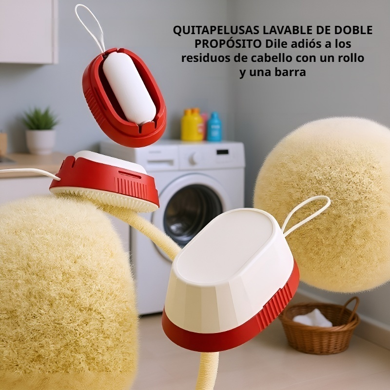 Cepillo adhesivo lavable 2 en 1 para eliminar pelos