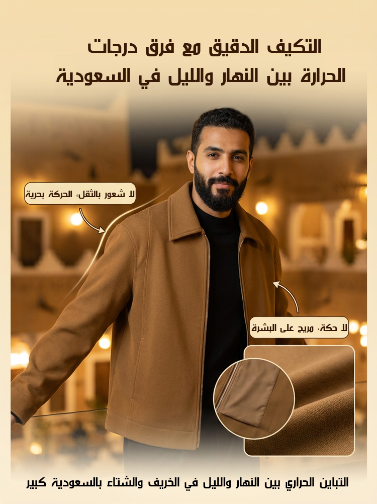 جاكيت رجالي من الصوف بياقة مطوية