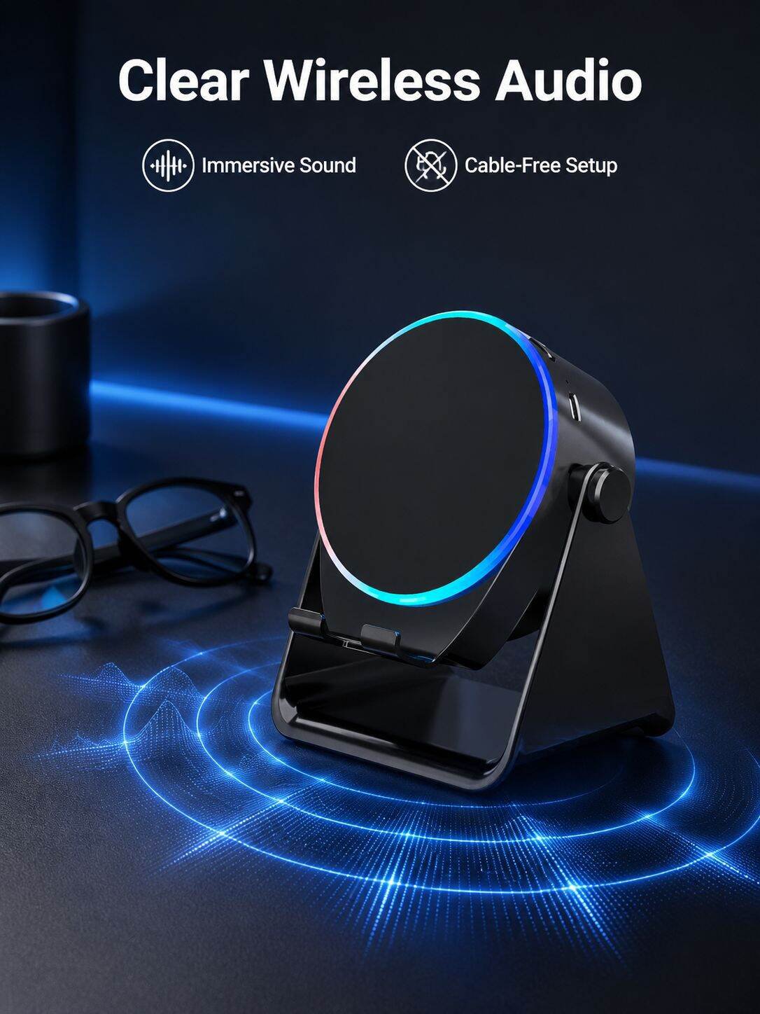 Magnetic 4in1 Wireless Cell Phone Speaker Stand Audio Stand Sensor