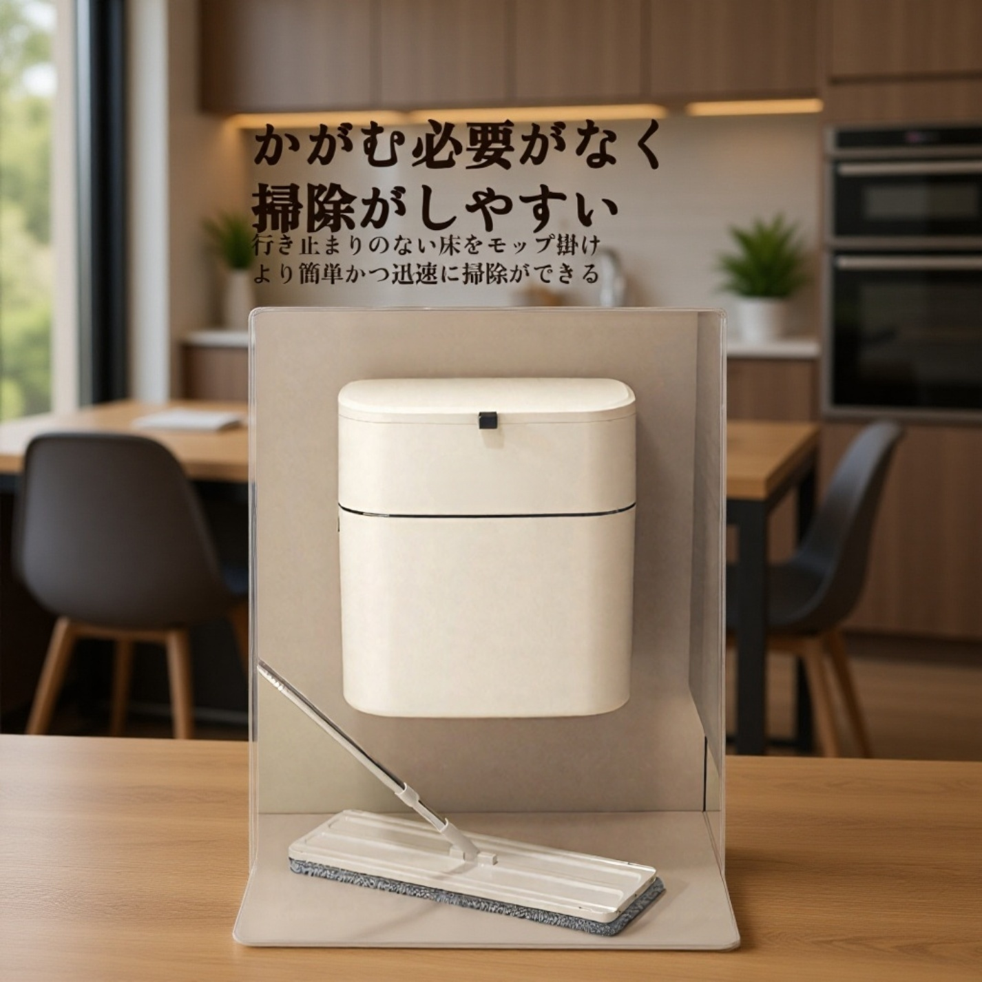 蓋を開閉する様子のゴミ箱