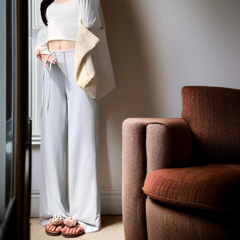 여름 살 가리고 날씬해 보이는 자외선 차단제 와이드 팬츠 하이웨스트 날씬해 보이는 아이스 얇은 팬츠 여아 쿨 와이드 자외선 차단 팬츠