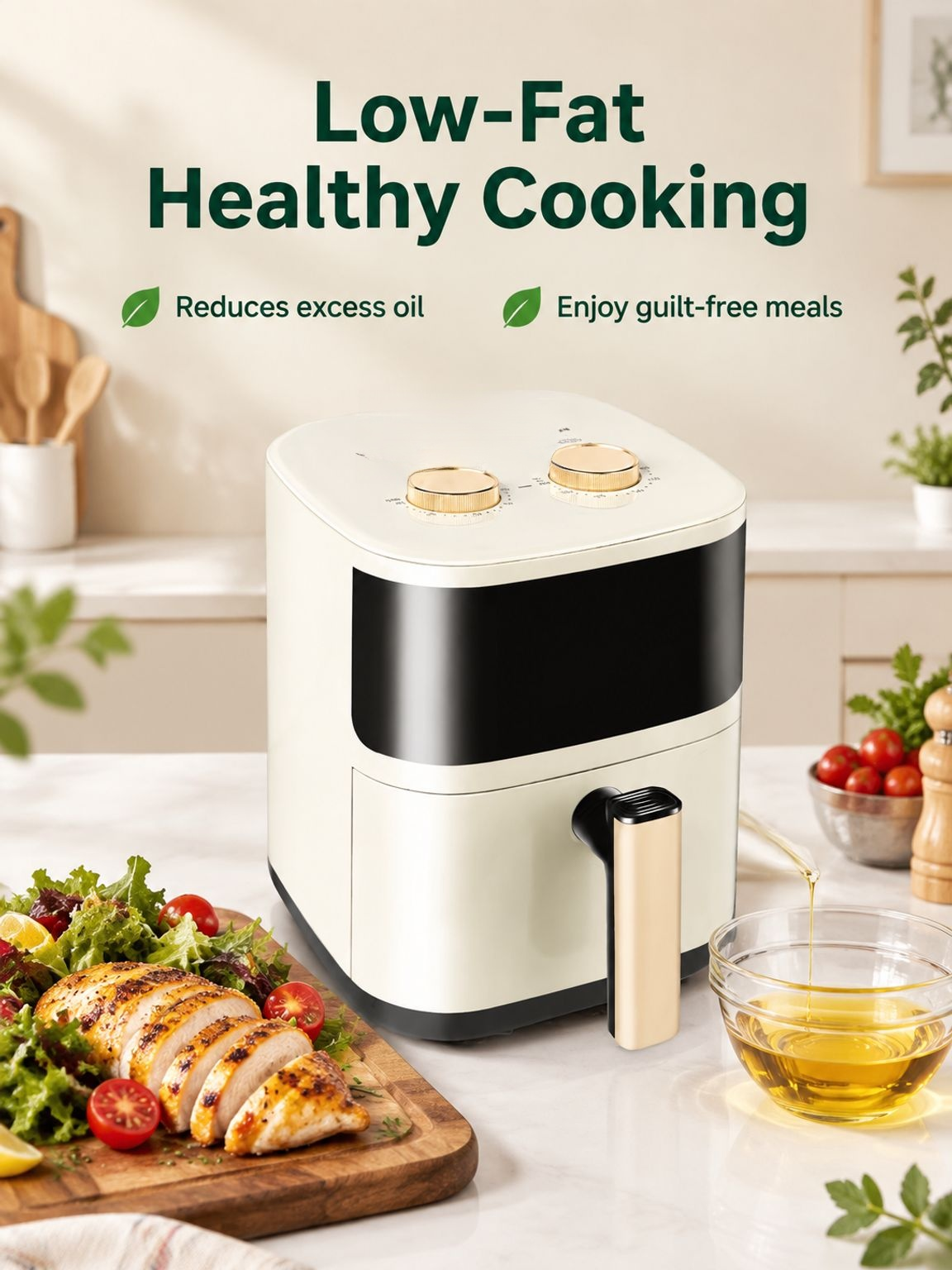 Air fryer preparing crispy food with less oil
