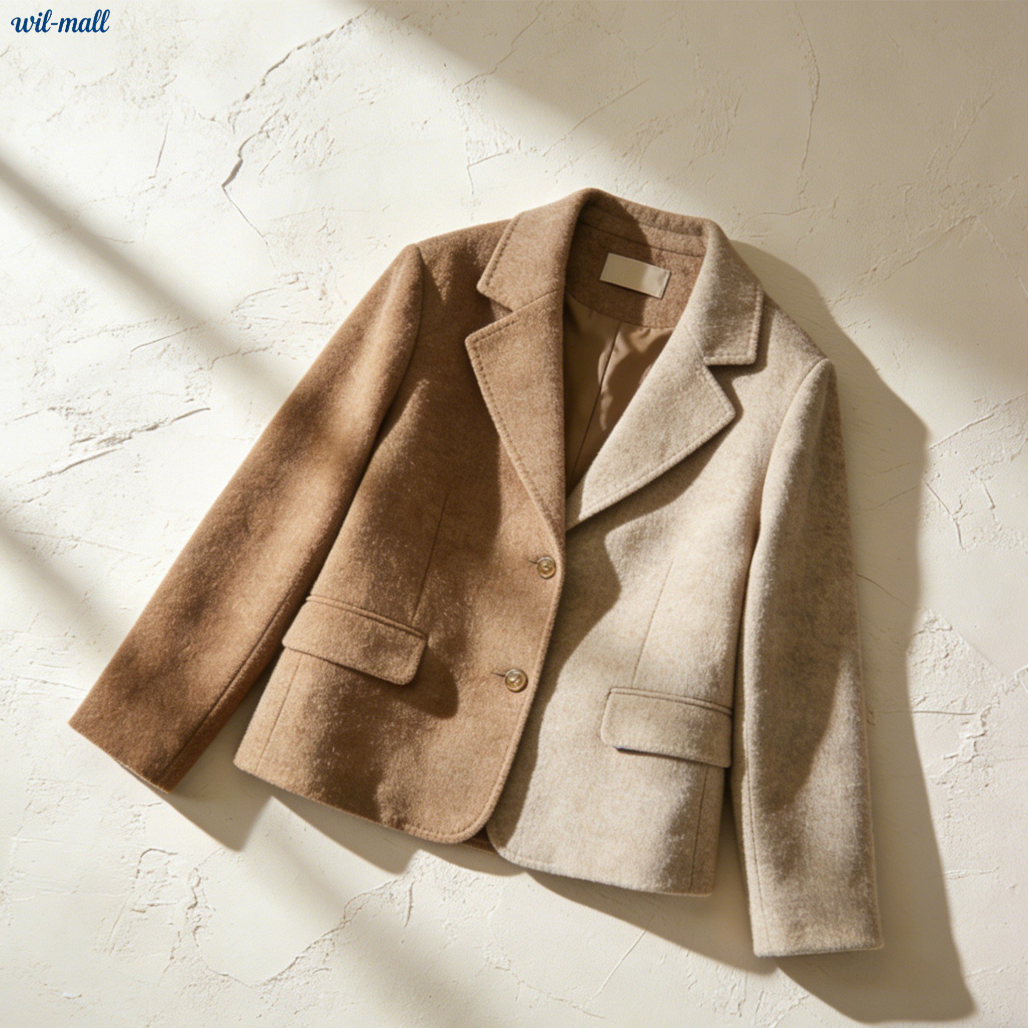 고급스러운 양면 울 코트 앞면 디테일