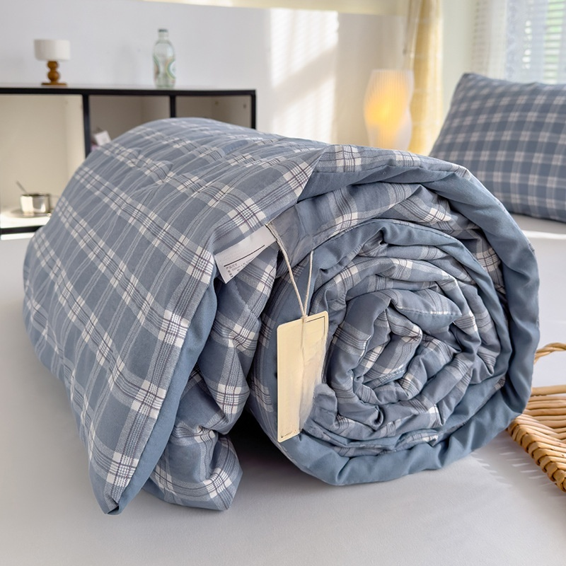 ผ้าห่มบางไฟเบอร์ถั่วเหลือง ผ้าห่มเครื่องปรับอากาศฤดูร้อน ลายตารางสำหรับแม่และเด็ก