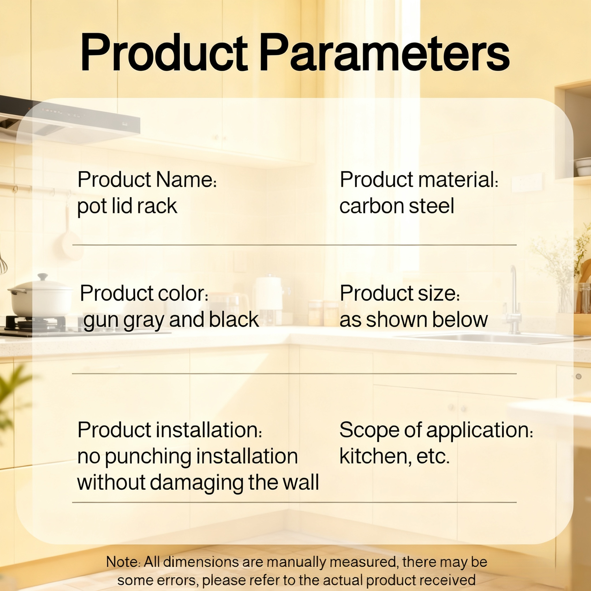 Pot lid holder maximizing kitchen wall space