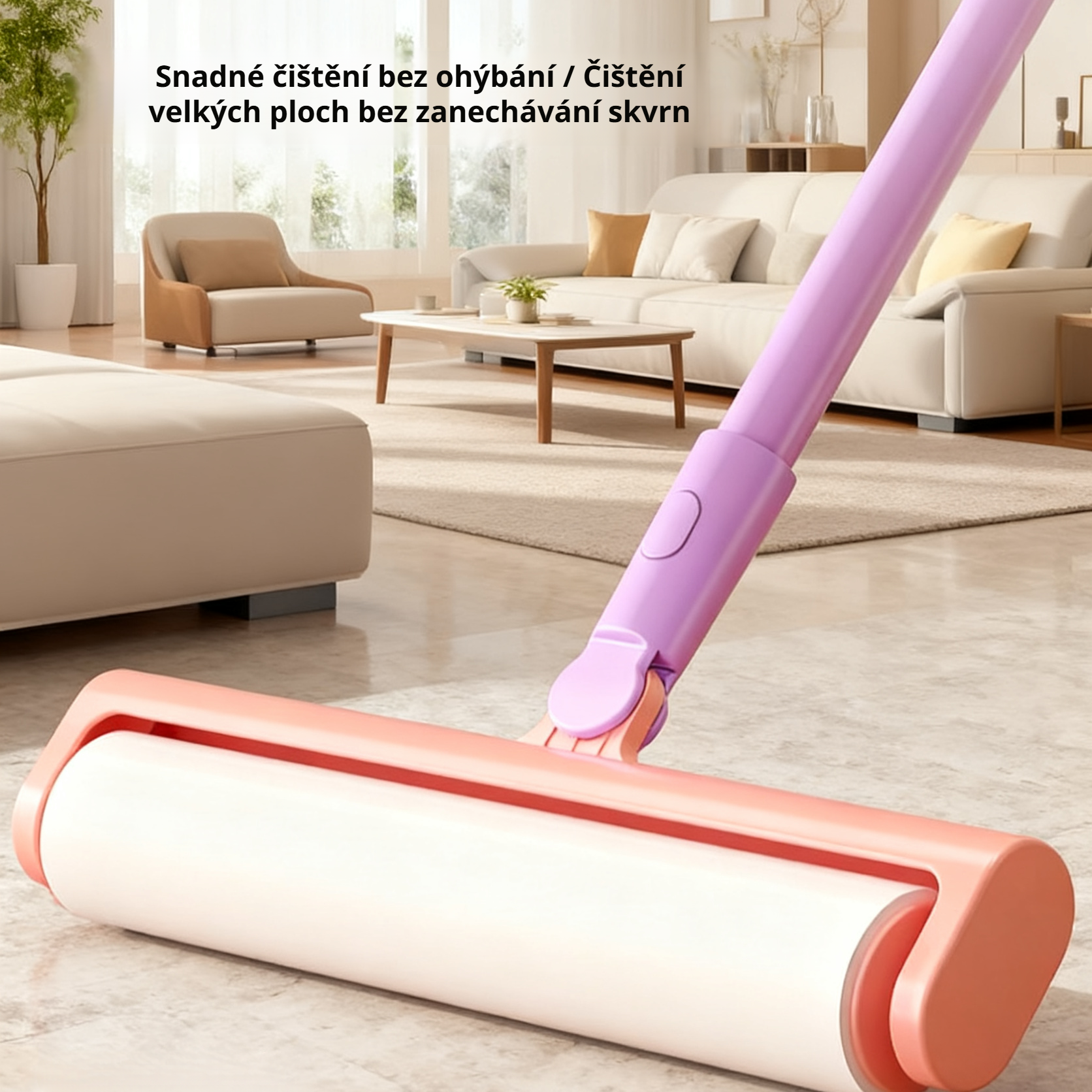  Teleskopický váleček na odstranění chlupů s dlouhou rukojetí