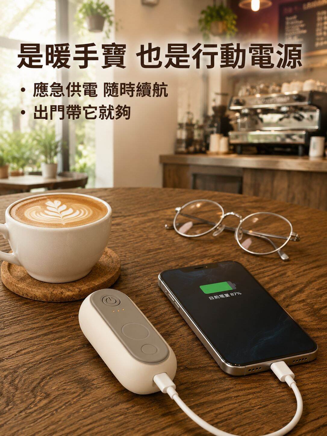 創意磁吸分離電暖手器 USB行動電源