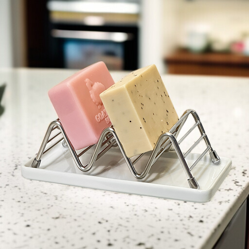 浴室ステンレス手洗い台用石鹸ケース・水切り棚