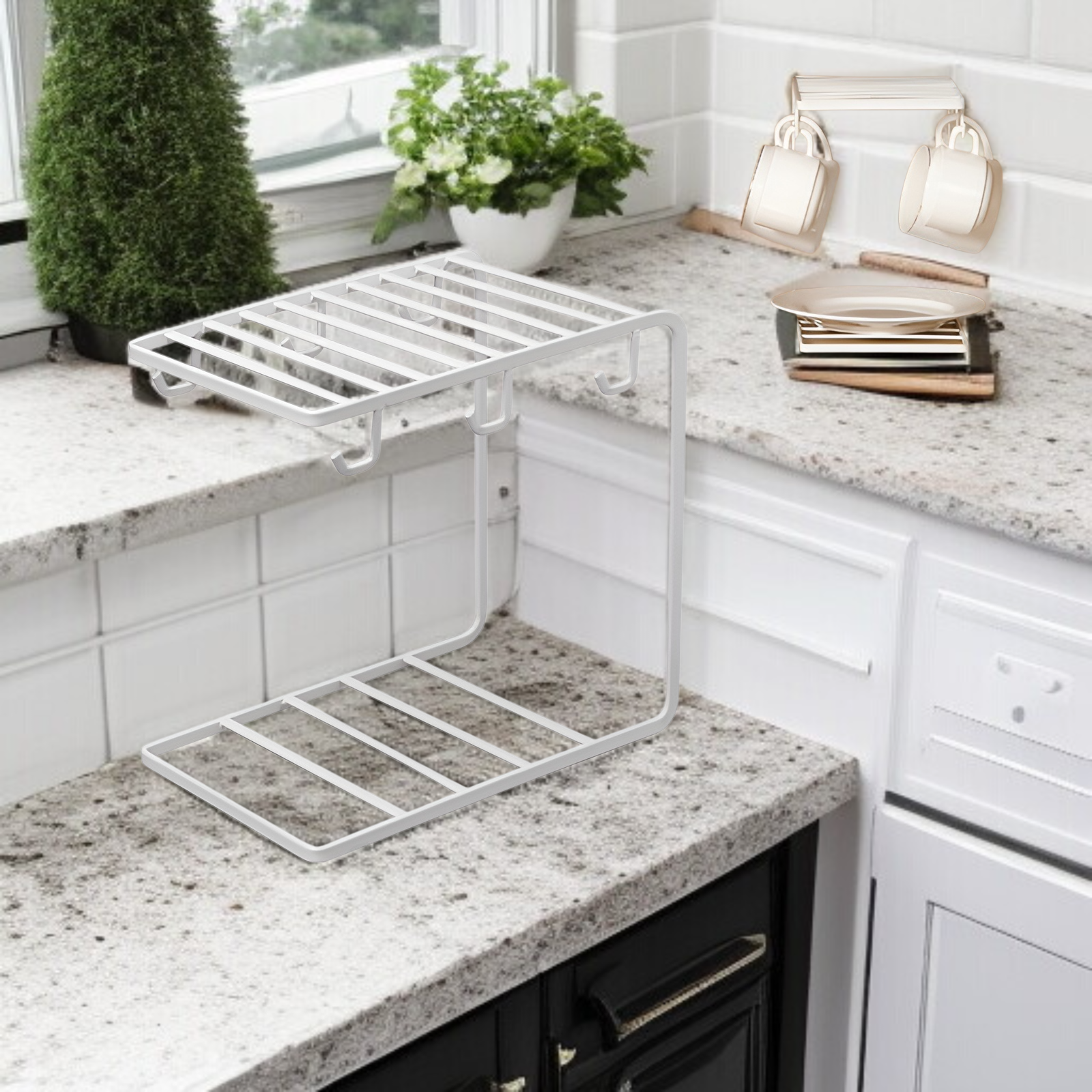 カップラック、ウォーターカップ収納ラック、カップ収納、ドレンカップ仕切りラック、ティーセット収納ラック、逆さまのコーヒーカップバー