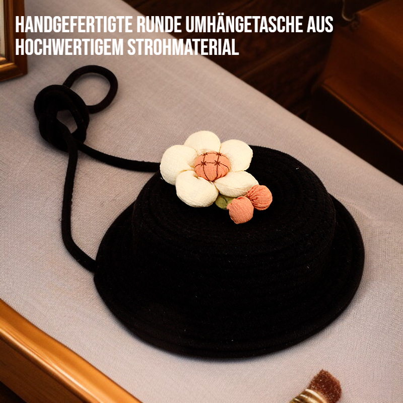 Süße runde Stroh-Umhängetasche für Mädchen, Prinzessinnen-Geldbörse