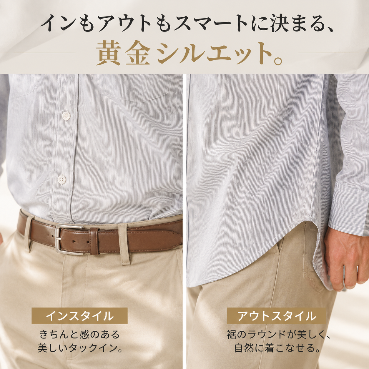 メンズ細ストライプカジュアル長袖シャツ
