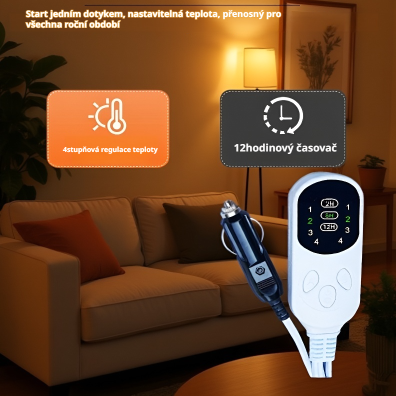 Čtyřstupňová nastavitelná elektrická deka do auta 