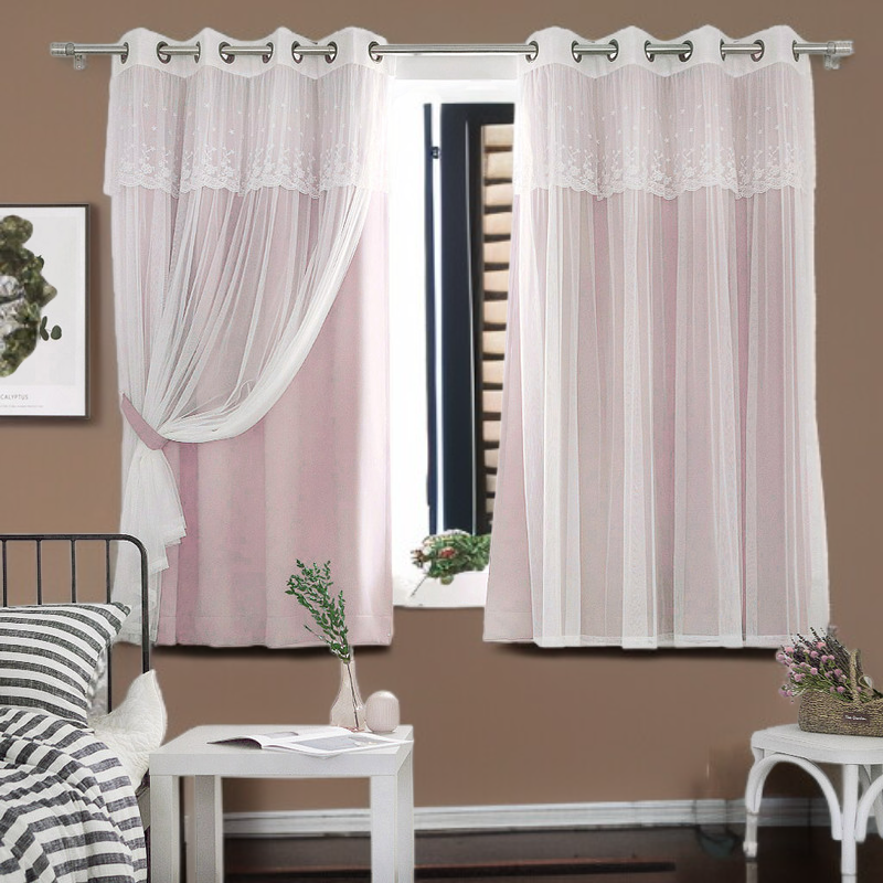 침실 바닥 커튼 두꺼운 커튼 화이트 거실 발코니 플로어 완제품 백사 십자 마사 커튼