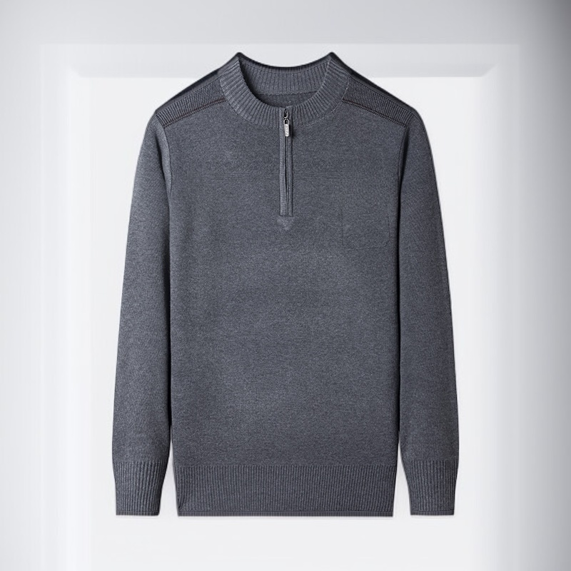 남성용 스트라이프 터틀넥 지퍼업 스웨터