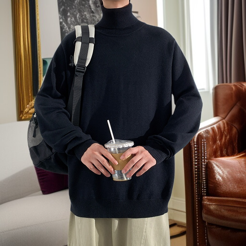 無地タートルネックセーター