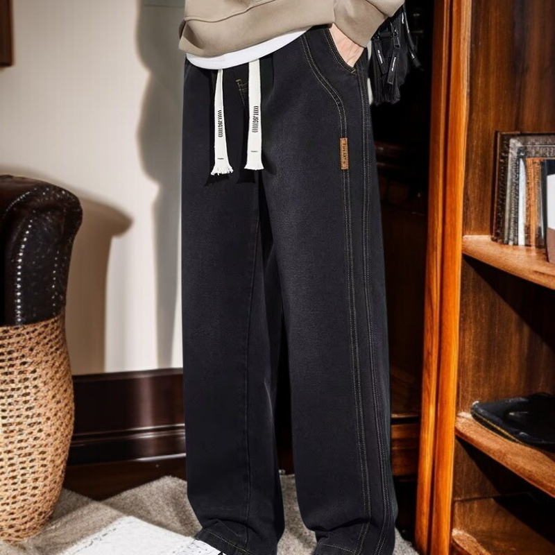 아메리칸 와이드 일자 청바지 봄 날씬해 보이는 와이드 청바지 캐주얼 노라인 청바지 남 와이드 일자 청바지