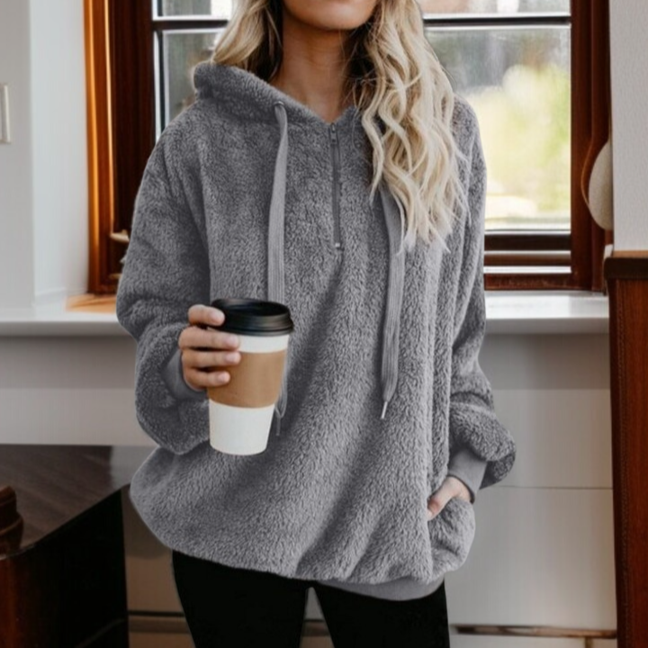 Women's long sleeved hooded fleece sweatshirt