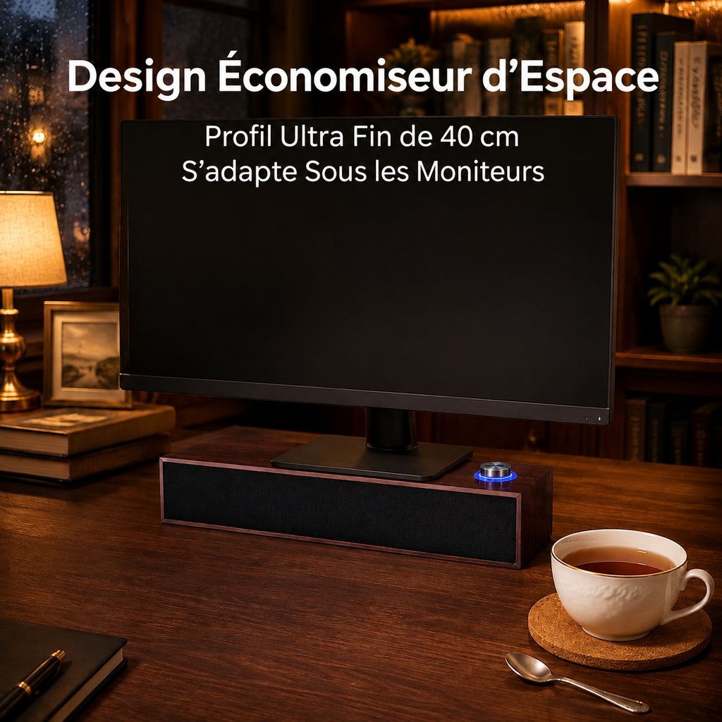 Enceinte en bois multifonction avec Bluetooth et connexion filaire