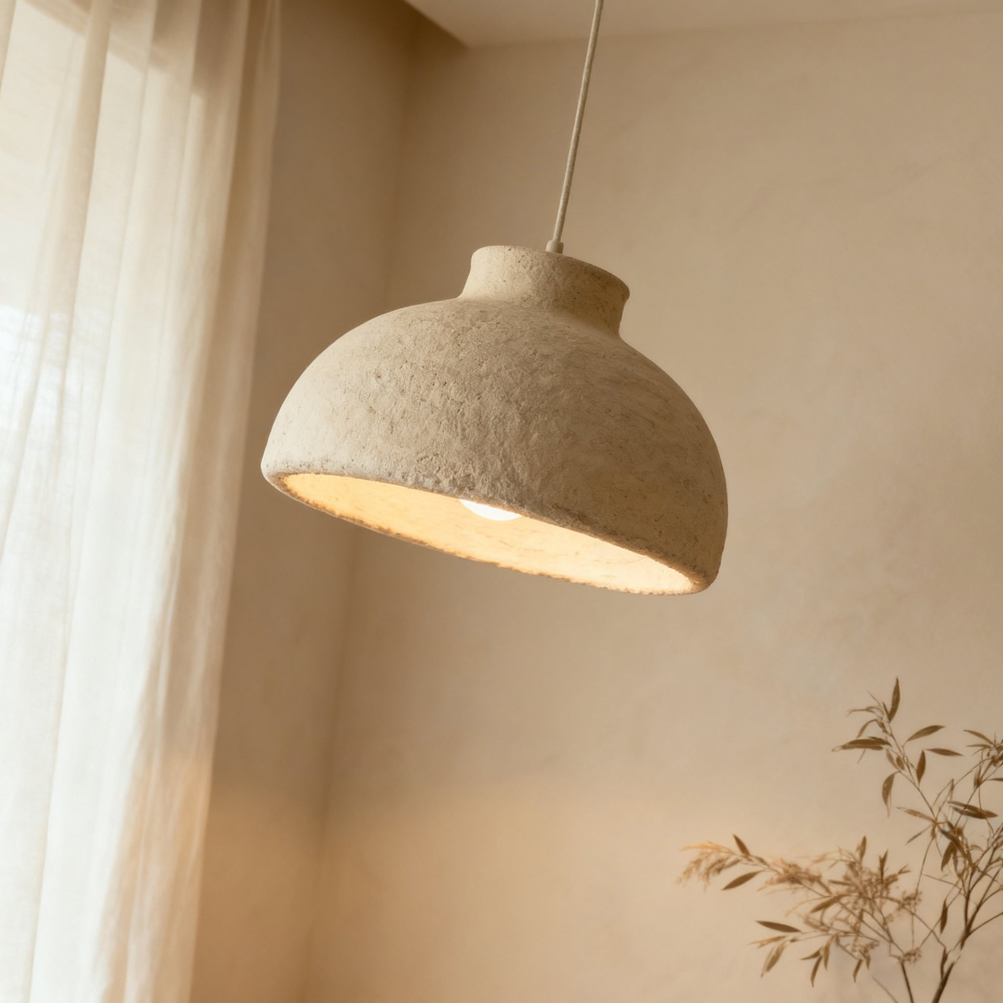 Wabi-Sabi Stil Pendelleuchte im Creamy Design über Esstisch