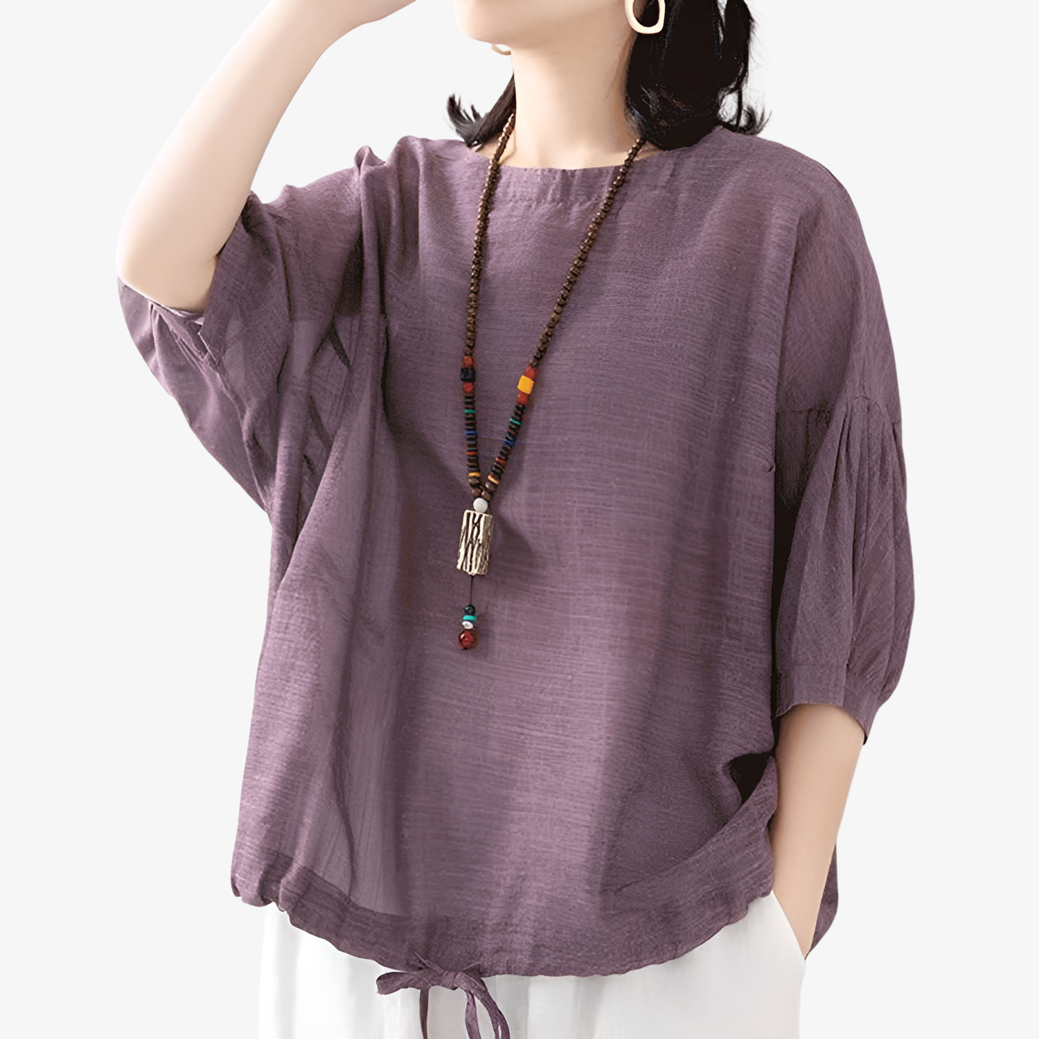 レディースリネンカジュアルTシャツ