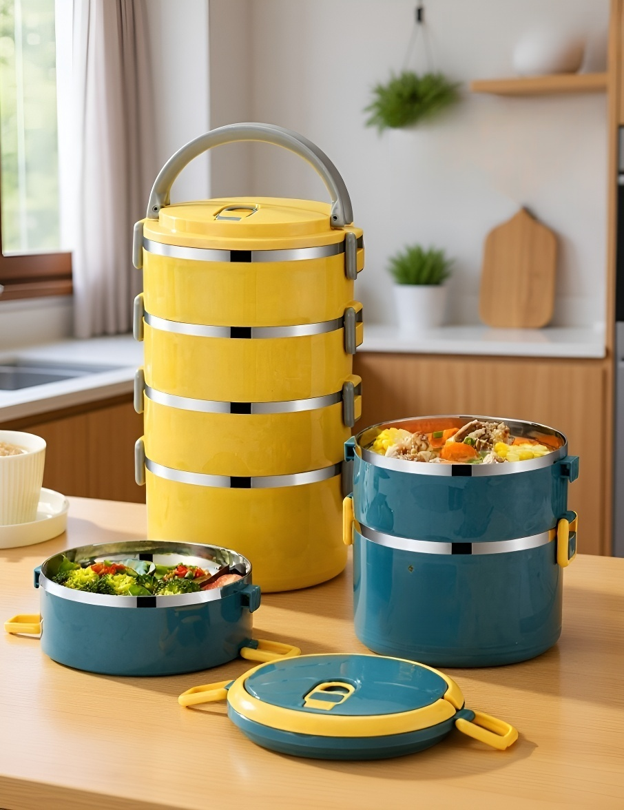 新しいステンレス密閉断熱弁当箱の外観写真