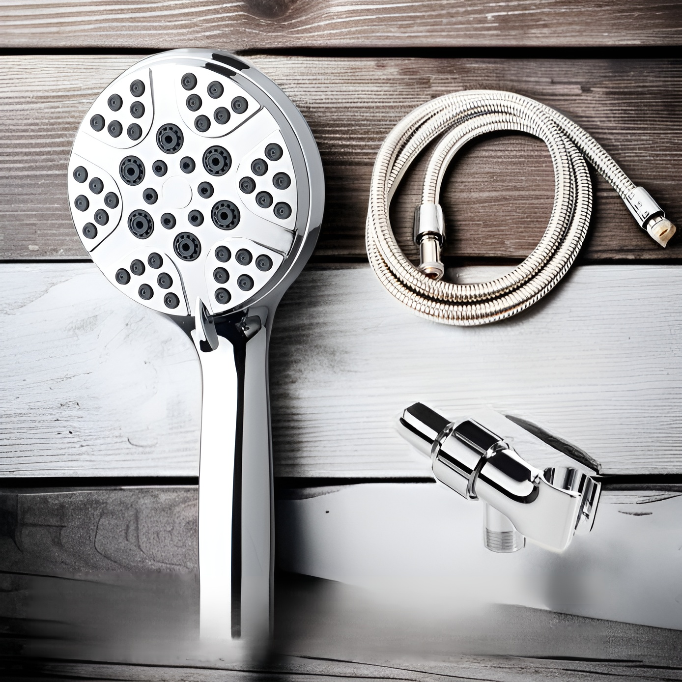 Pistolet natryskowy dwustrumieniowy z siedmiostopniowym wylotem wody i dyszą natryskową ciśnieniową