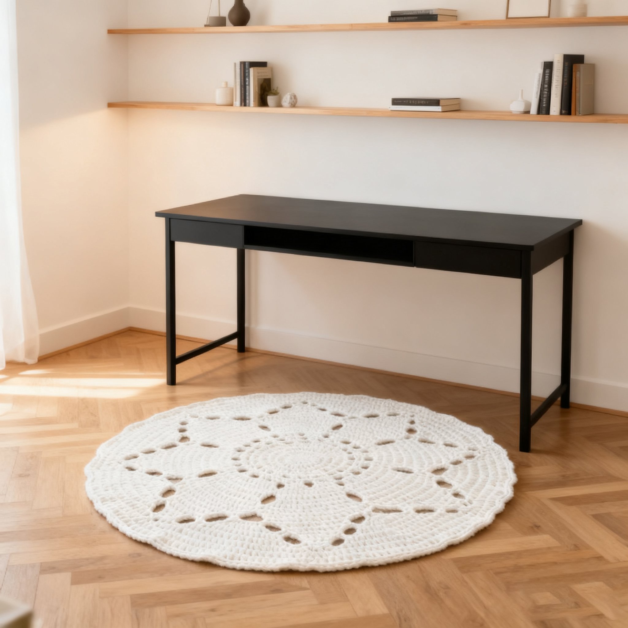 둥근 짠 러그 원형 카펫