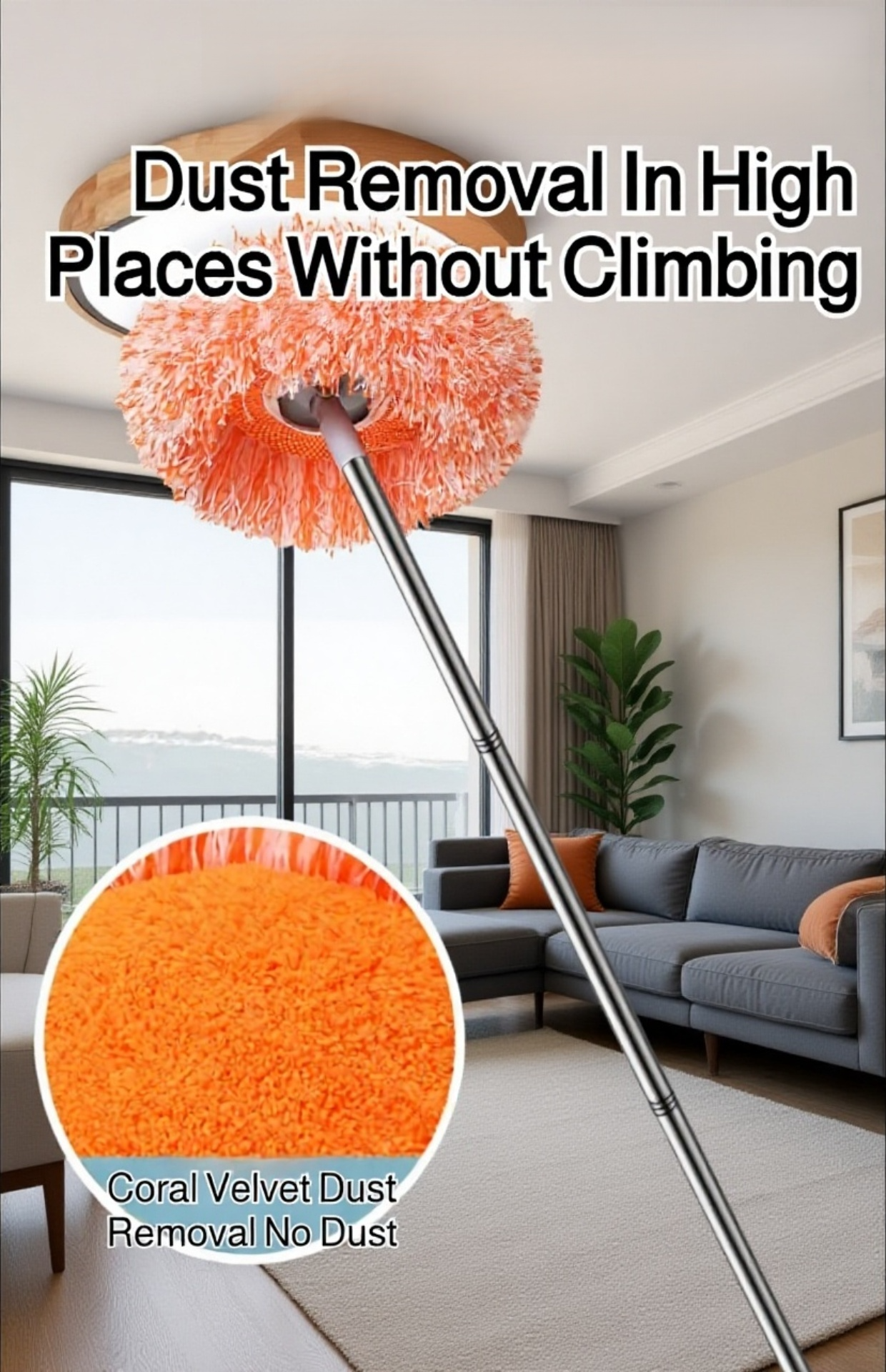 Multi-surface cleaning mop with sunflower pattern