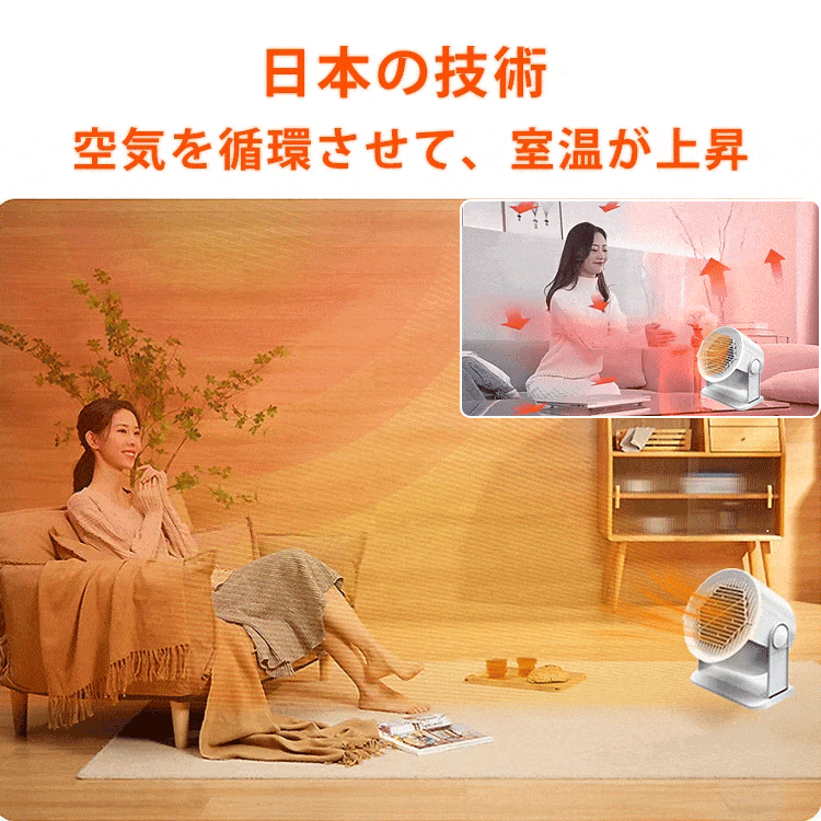 【3秒で30畳の部屋を25度に、電気代24時間1円！】家庭用AIファンヒーター