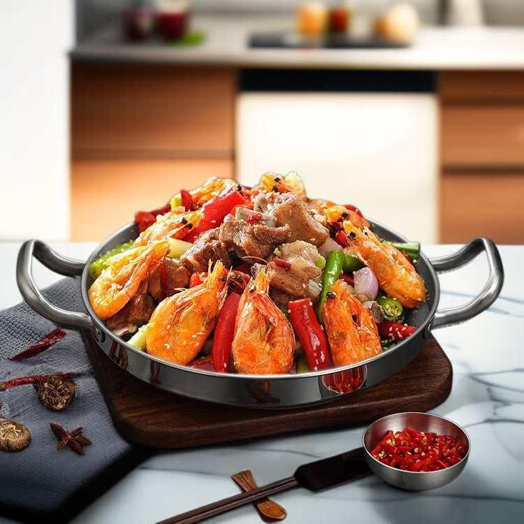 해산물 냄비 부대전골 냄비 스테인리스 해산물 냄비 얕은 냄비 마른 냄비 해산물 냄비 프라이팬 접시