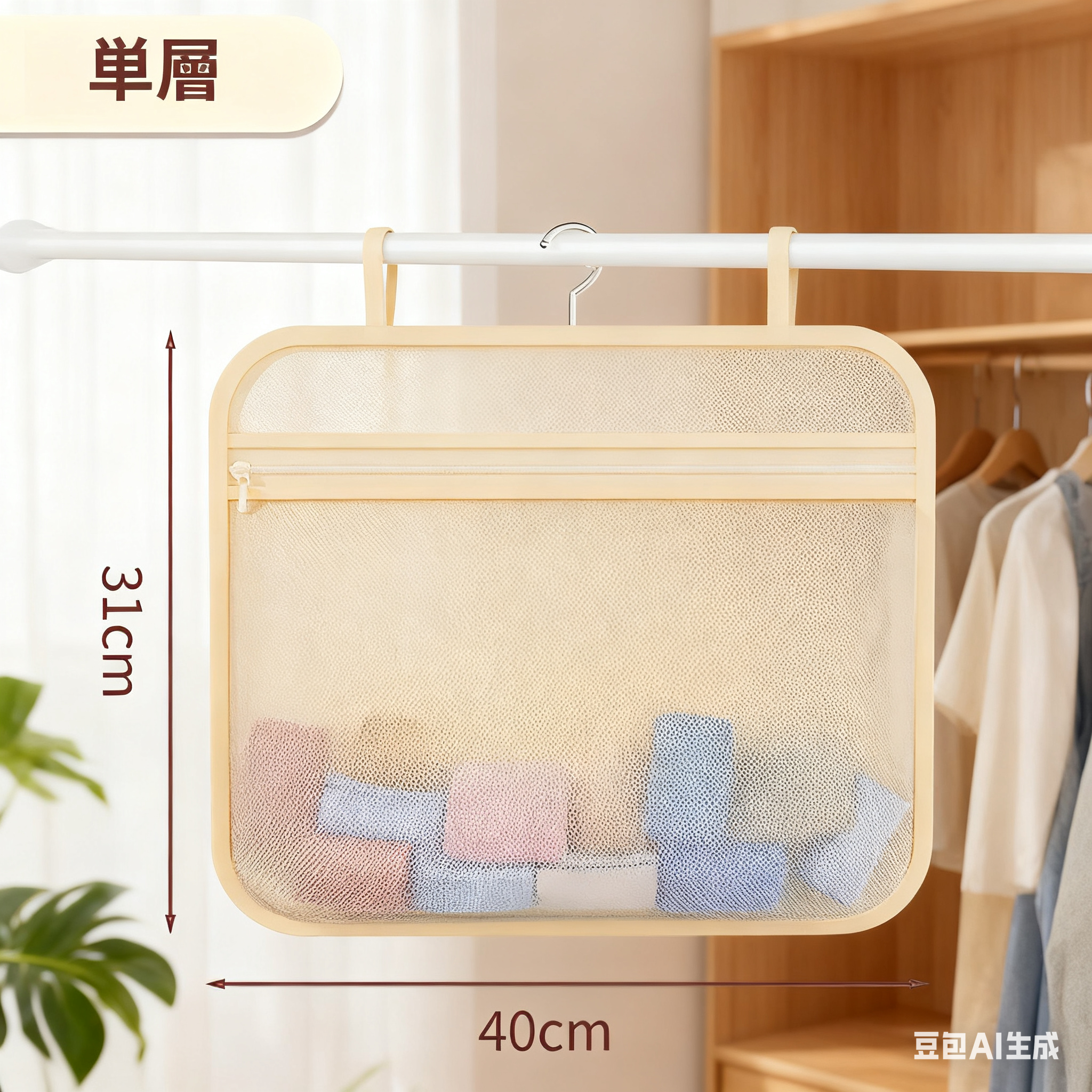 吊り下げ式メッシュ収納袋整理ポケット