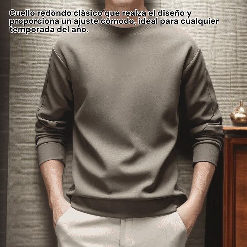 Sudadera versátil de boutique, lujosa, asequible y moderna con cuello redondo