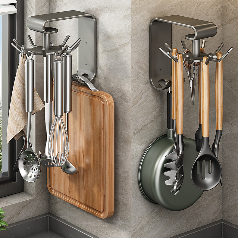 Multifunktionaler Wandhaken mit Drehfunktion – Aufbewahrungsregal für Küche, ohne Bohren
