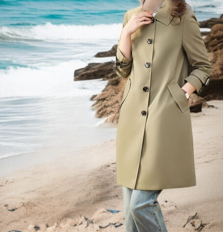 여성 패션 트렌드 기질 코트 중장형 다림질이 필요 없는 여성 트렌치코트 패션 슬림 기질 여성