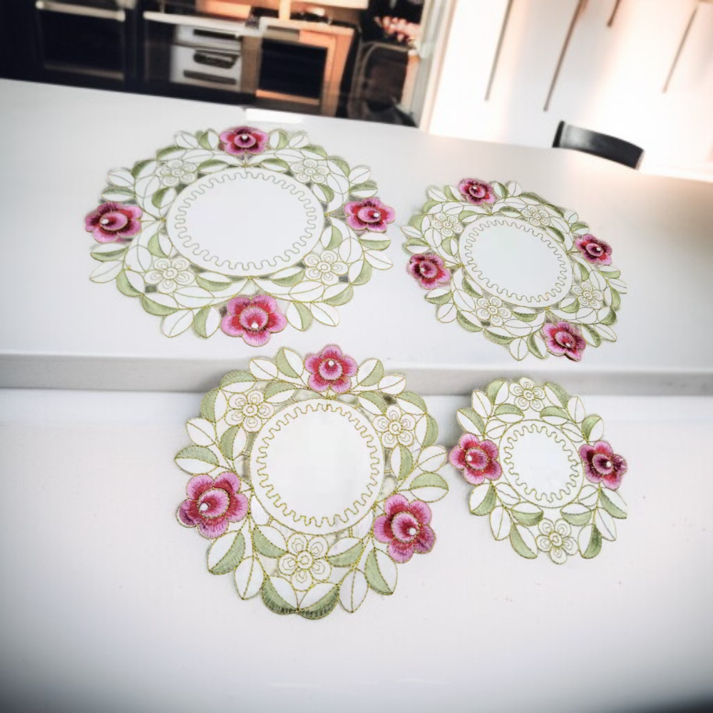 유럽식 레이스 자수 코스터