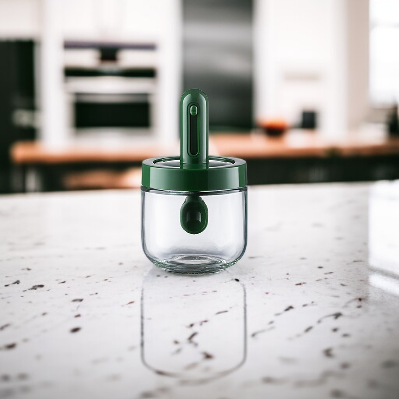 ชุดขวดเครื่องปรุงแก้วสุญญากาศพร้อมช้อนแบบรวมในตัว