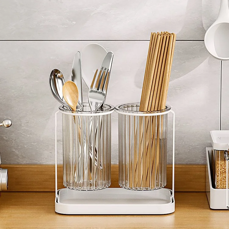 多功能餐具置物架，筷子筒一體收納盒，廚房台面用品