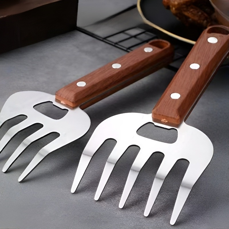 木目調ハンドル付きステンレス製ミートシャベル