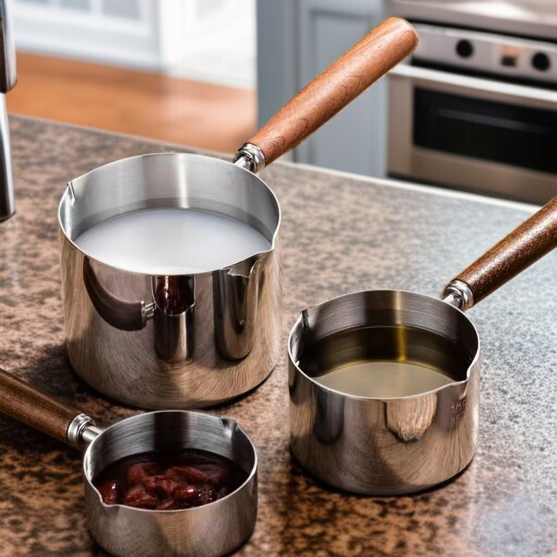 家庭用平型ミルクパン ミニ補完ポット 焦げ付かないステンレス鍋 平底IH調理器 ユニバーサル小型ミルクパン