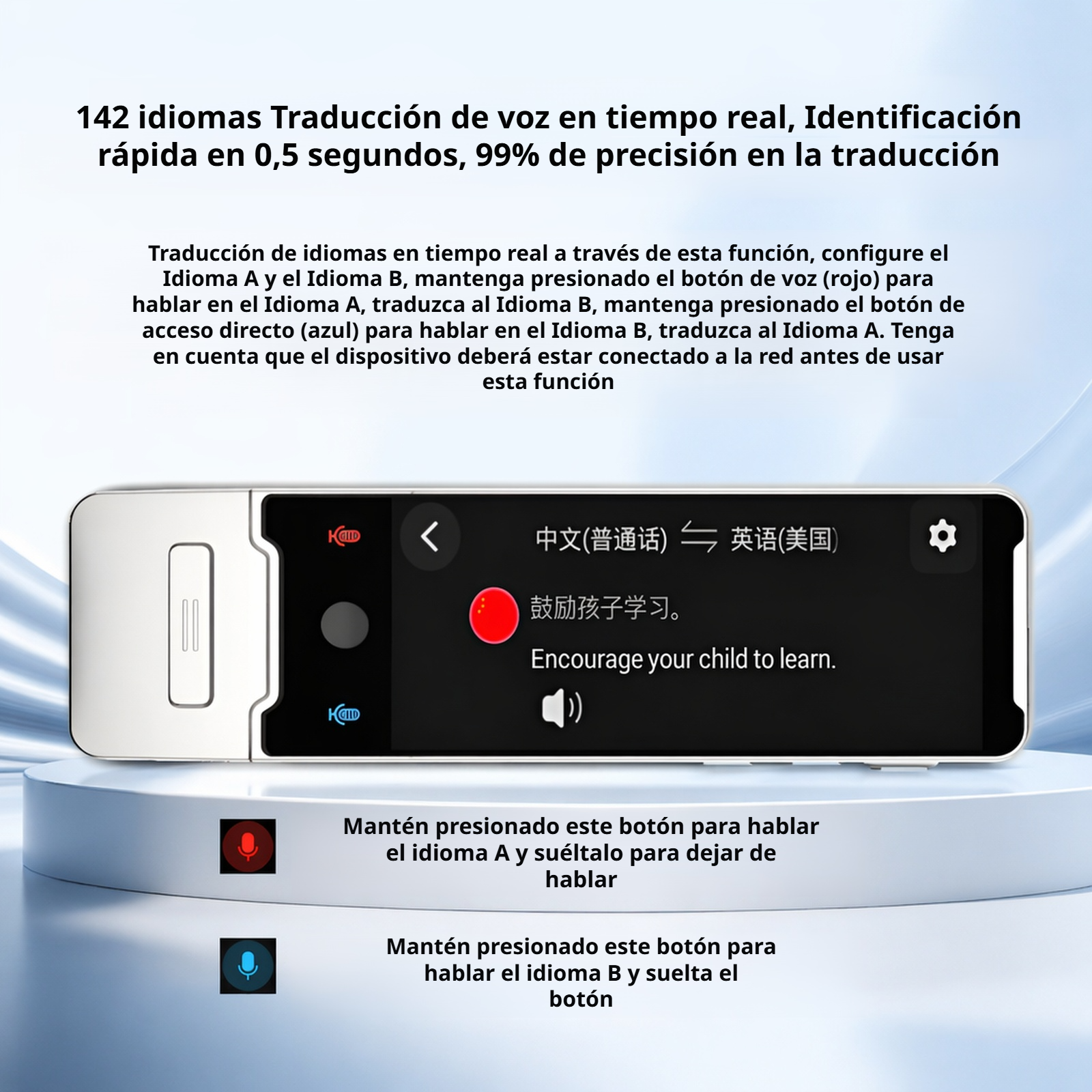 Traductor inteligente multilingüe, escáner de traducción de voz para negocios