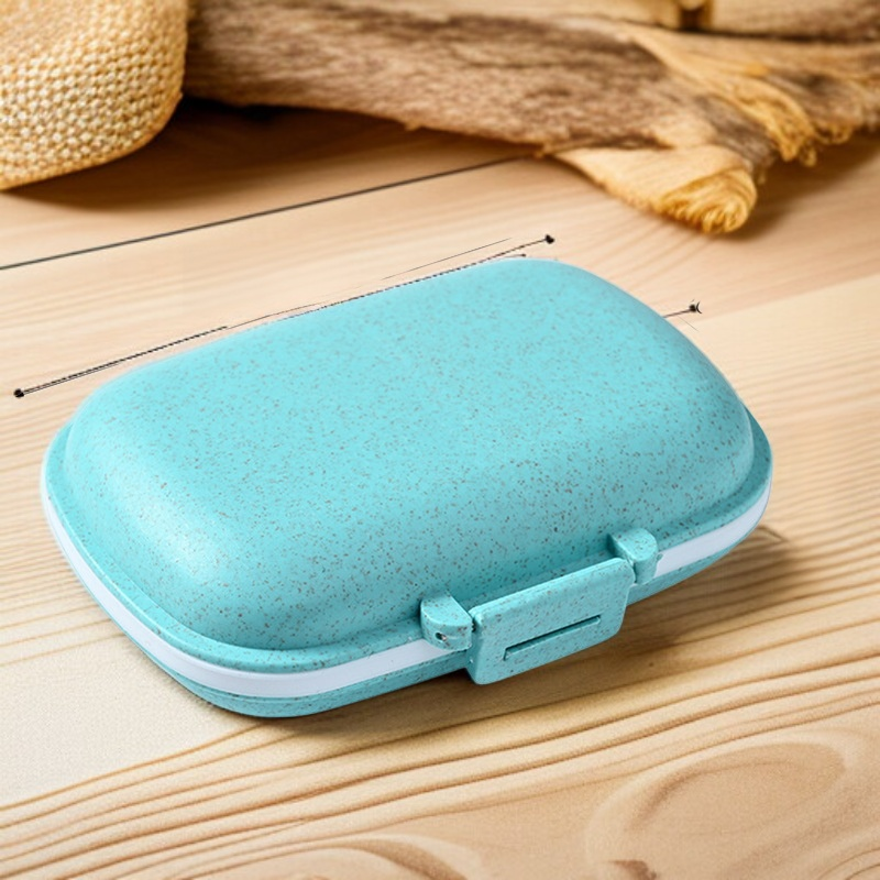 Wheat Straw Portable Moisture-Proof Pill Case with Compartments