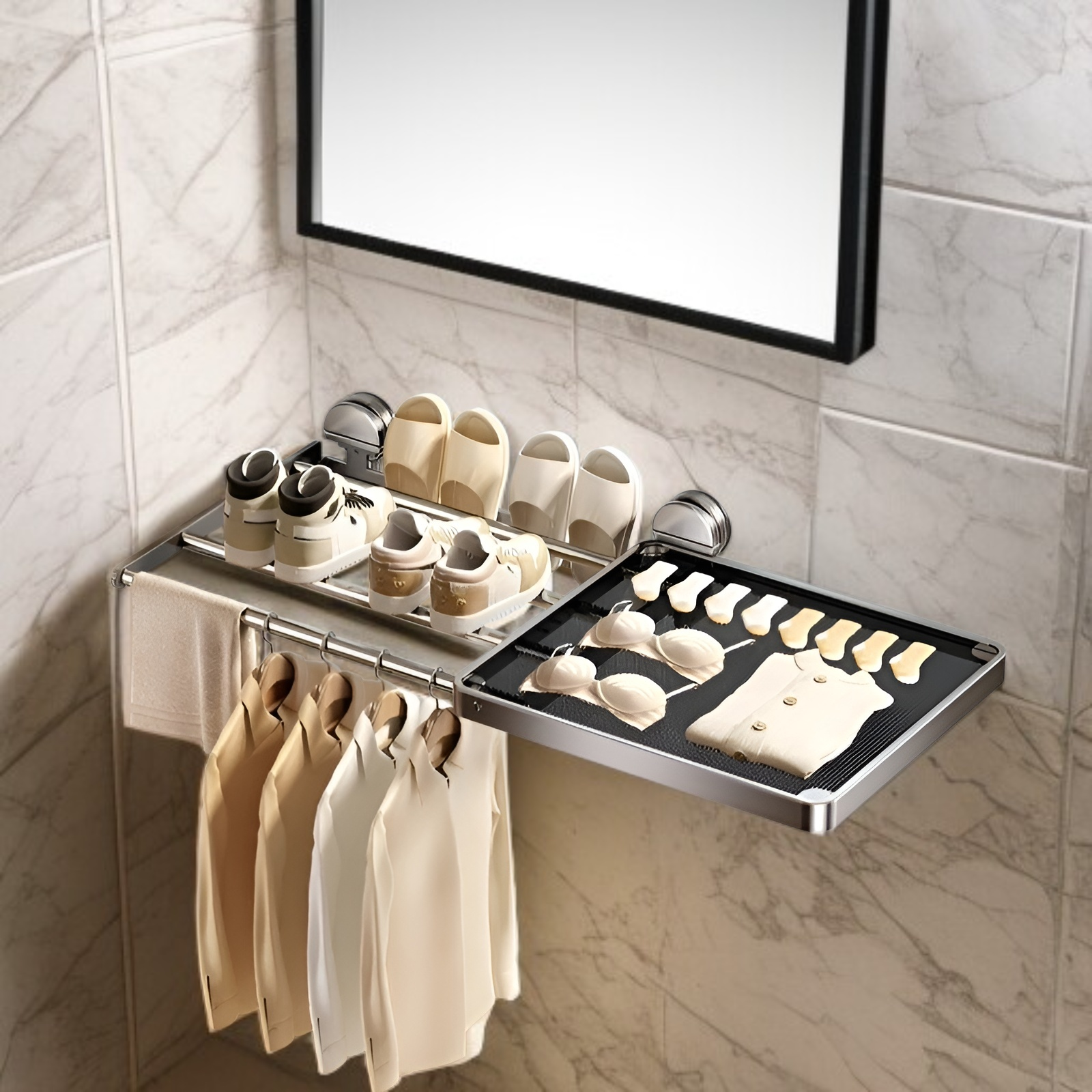 다양한 옷을 걸 수 있는 튼튼한 벽걸이 옷걸이