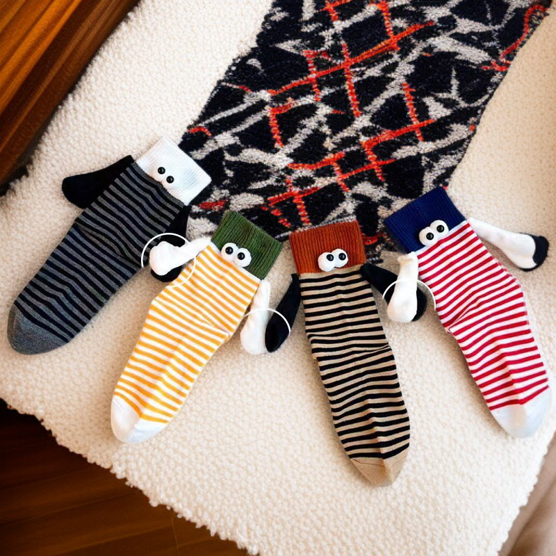 牵手カラフル磁気付きペアソックス 女性用ドーパミンカラー中筒ソックス