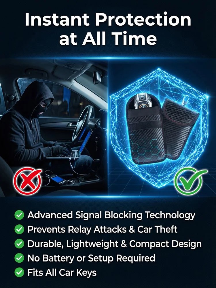 Carbon Fiber Car Key Signal Blocker Box - Anti-Theft Protection