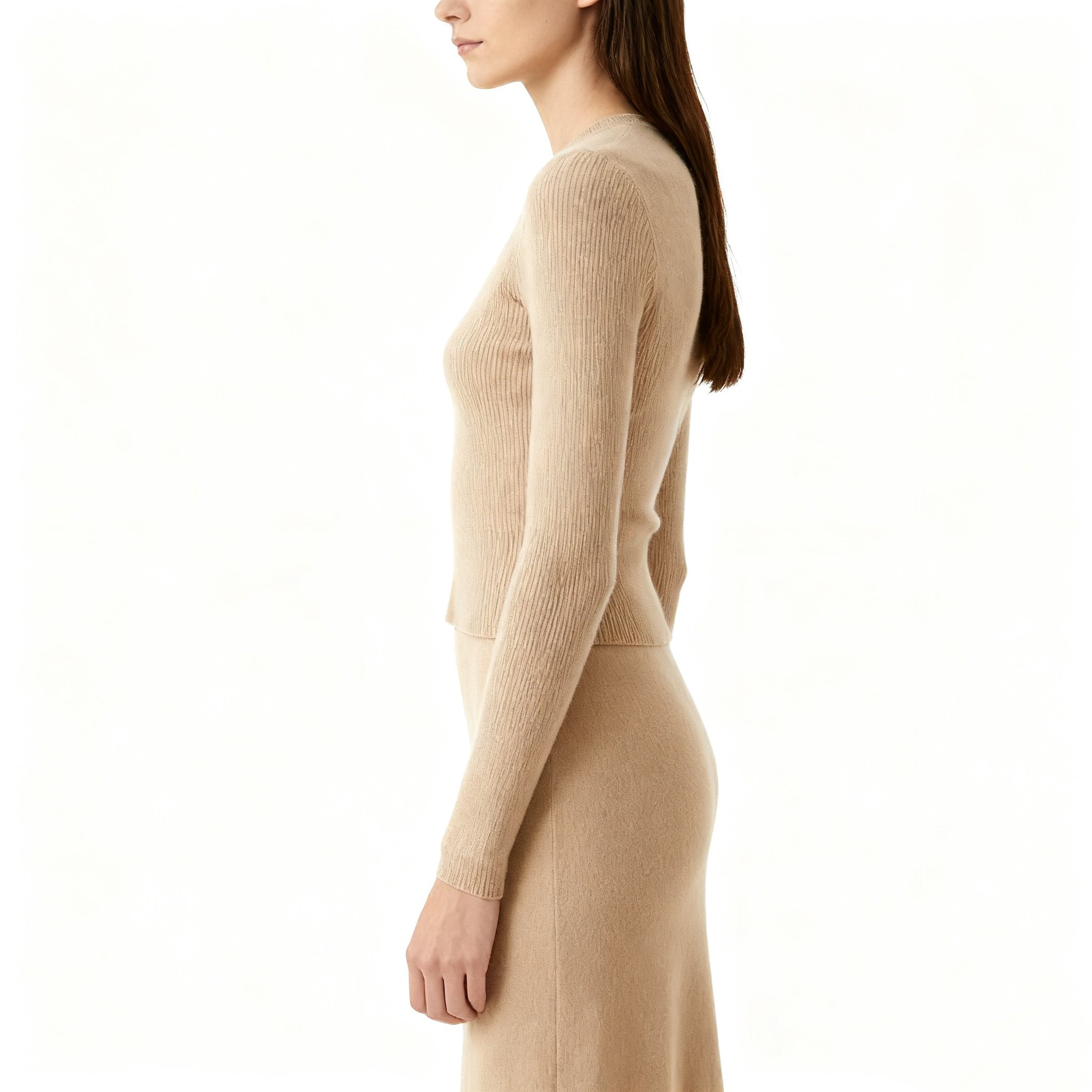 카페색 슬림핏 세트 원피스 전체 모습