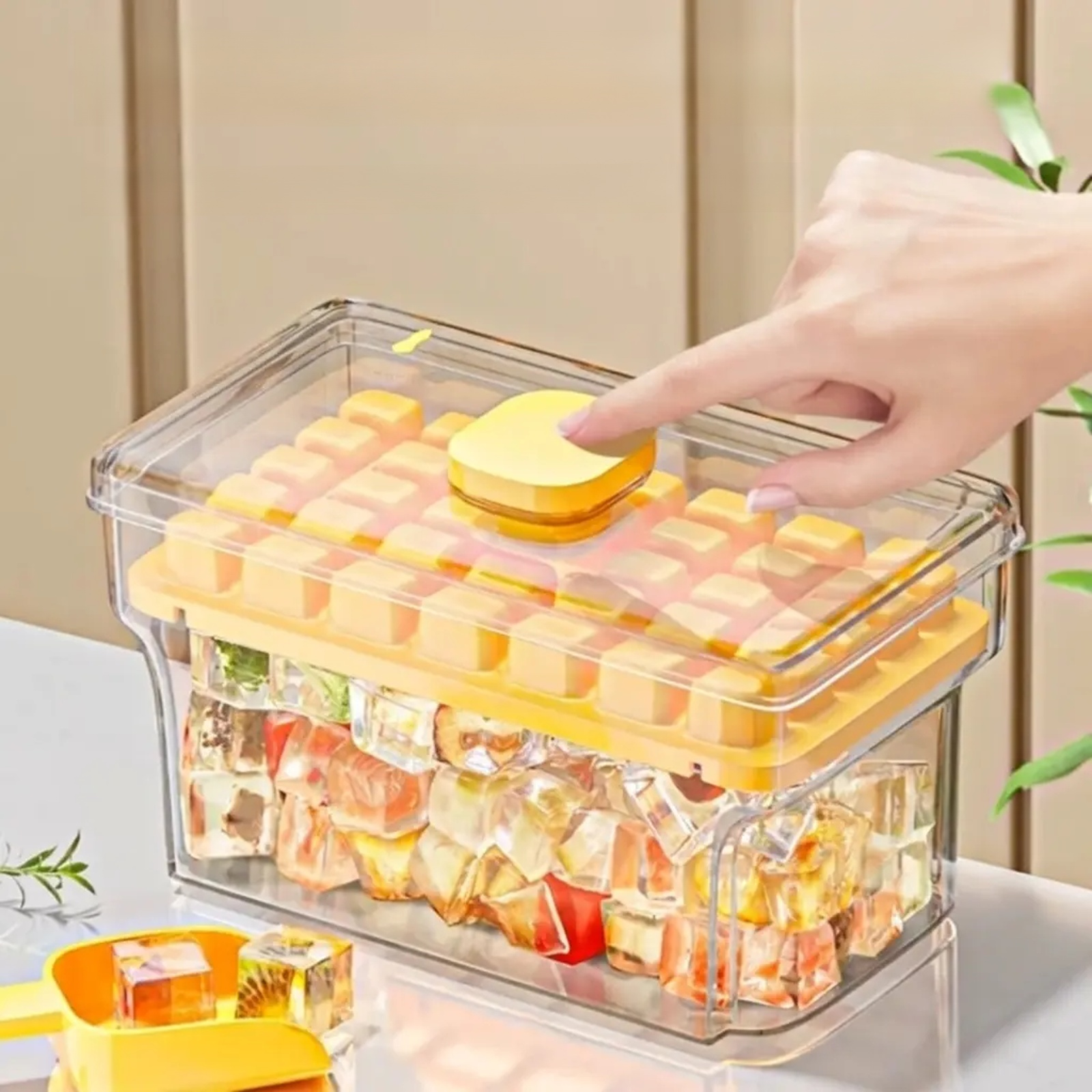 Food Grade Large Capacity Home Press Ice Cube Tray, Ice Storage Container