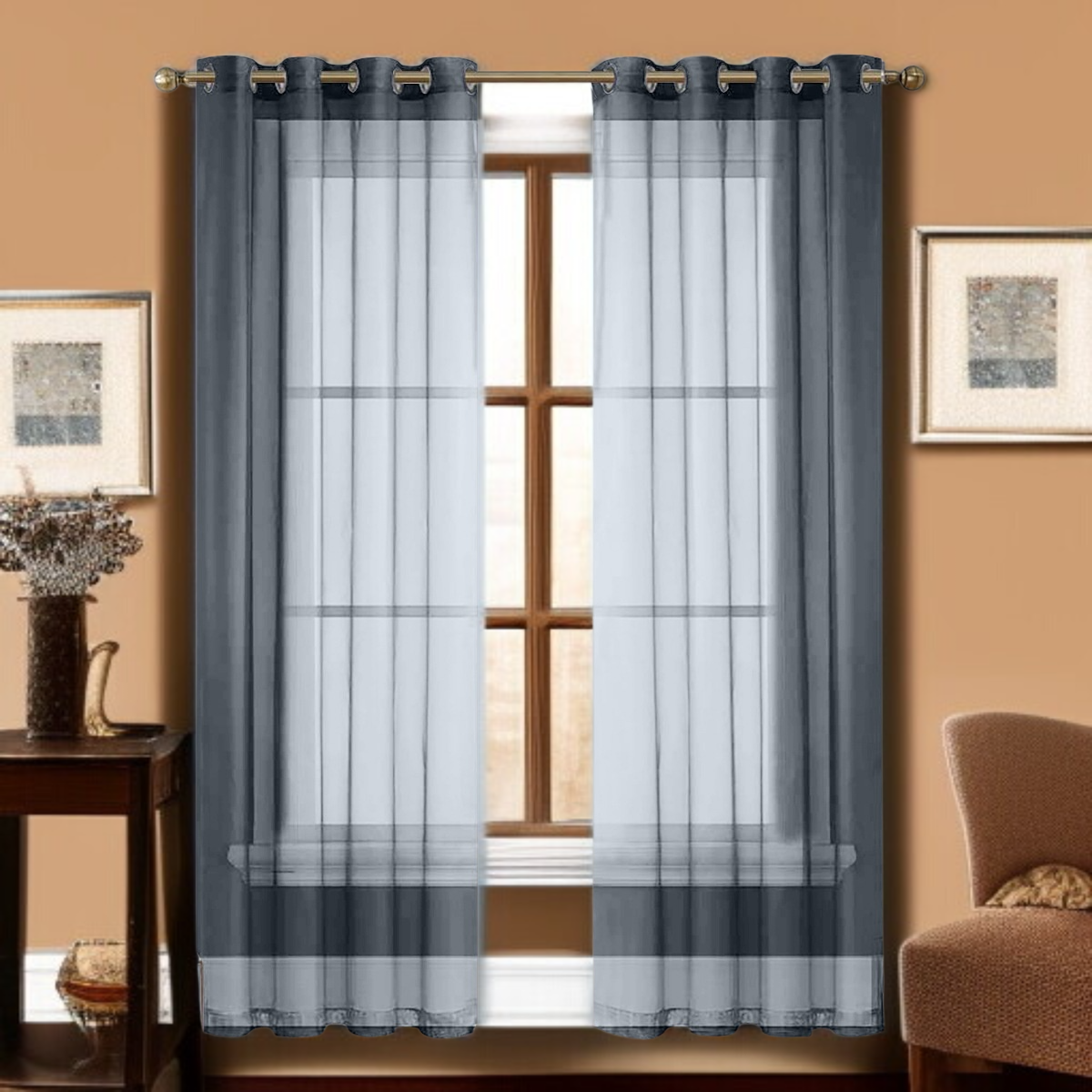 Halbverdunkelnde Fensterdekoration für Balkon, Einfarbiges Vorhang