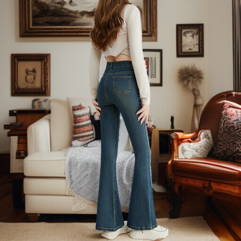 脚長効果抜群のワイドジーンズ